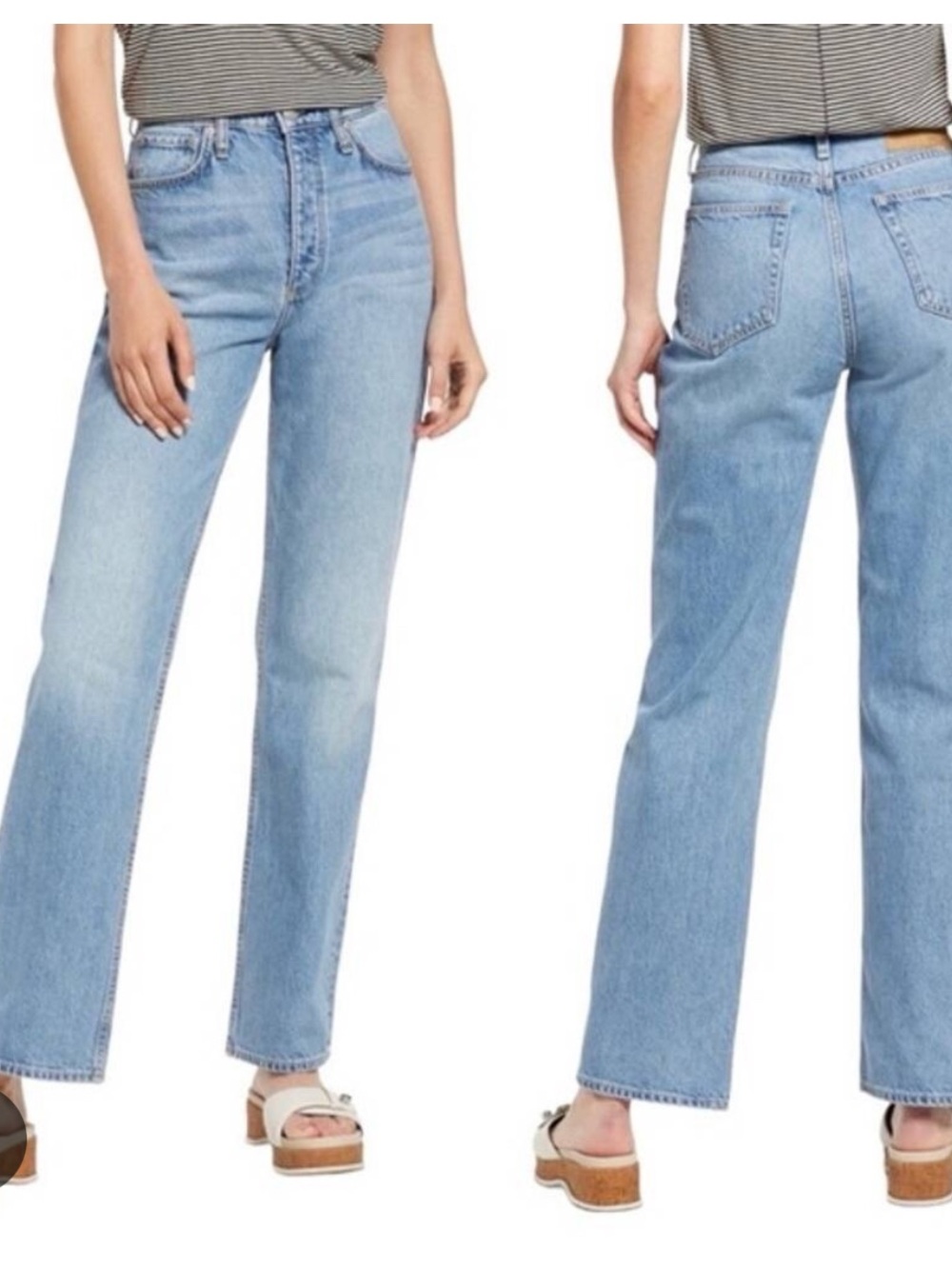 rag & bone Women's Straight Leg Jeans in Light Blue